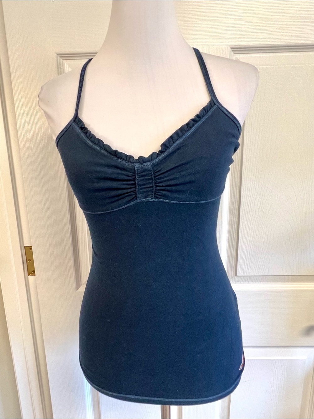 Hollister XS iconic Y2K babydoll tops with ruched busts ruffles trim embroidered